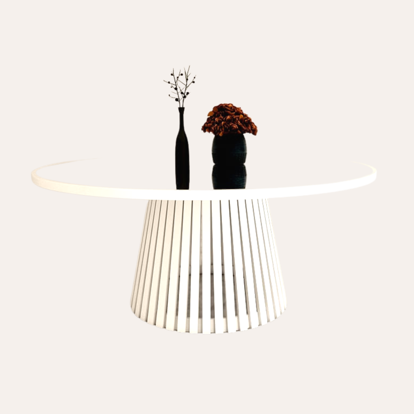 ROUND WHITE WOODEN DINING TABLE 8-10 PEOPLE