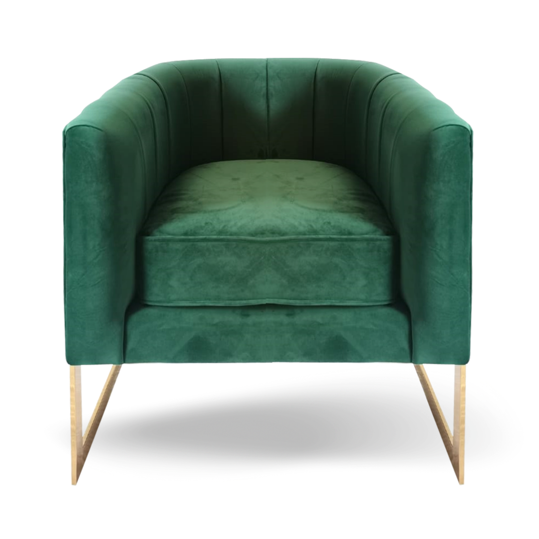 HETHRO ACCENT CHAIR GREEN VELVET GOLD LEGS