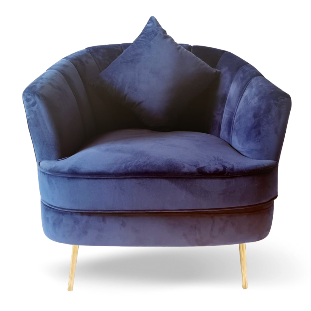 ABROW ACCENT CHAIR NAVY VELVET GOLD LEGS