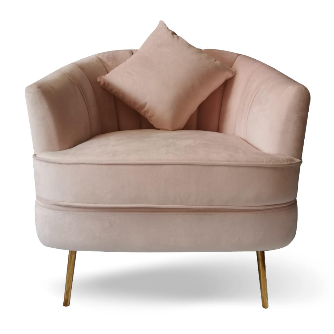 ABROW ACCENT CHAIR BLUSH PINK VELVET GOLD LEGS