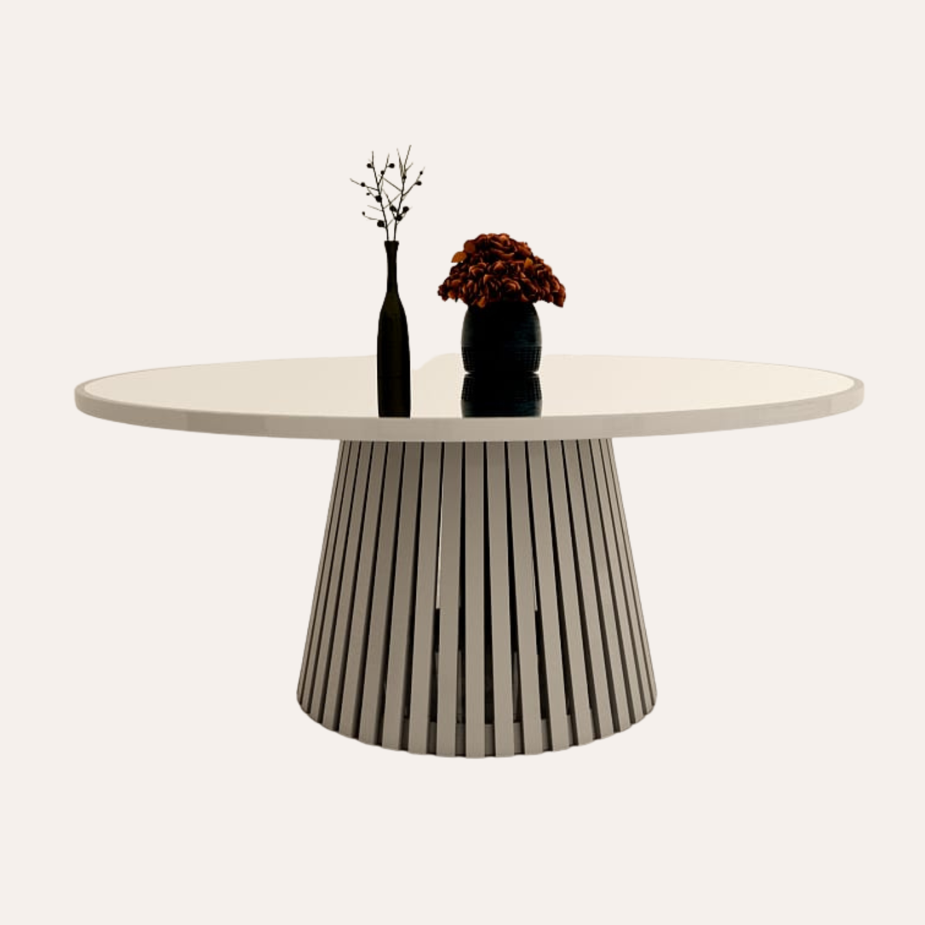 ROUND GREY WOODEN DINING TABLE 8-10 PEOPLE