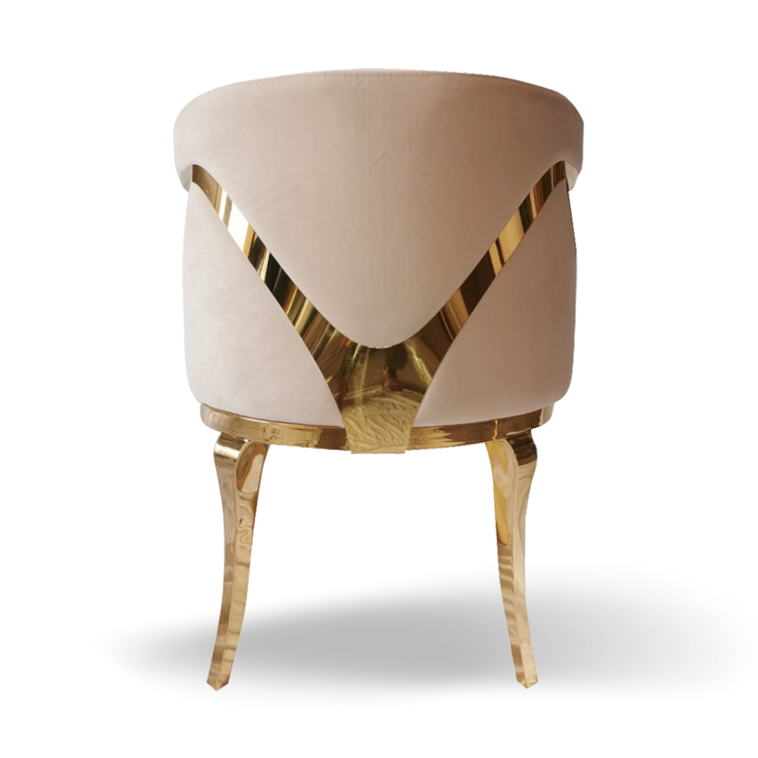EYE LID ACCENT CHAIR OYSTER VELVET GOLD FRAME