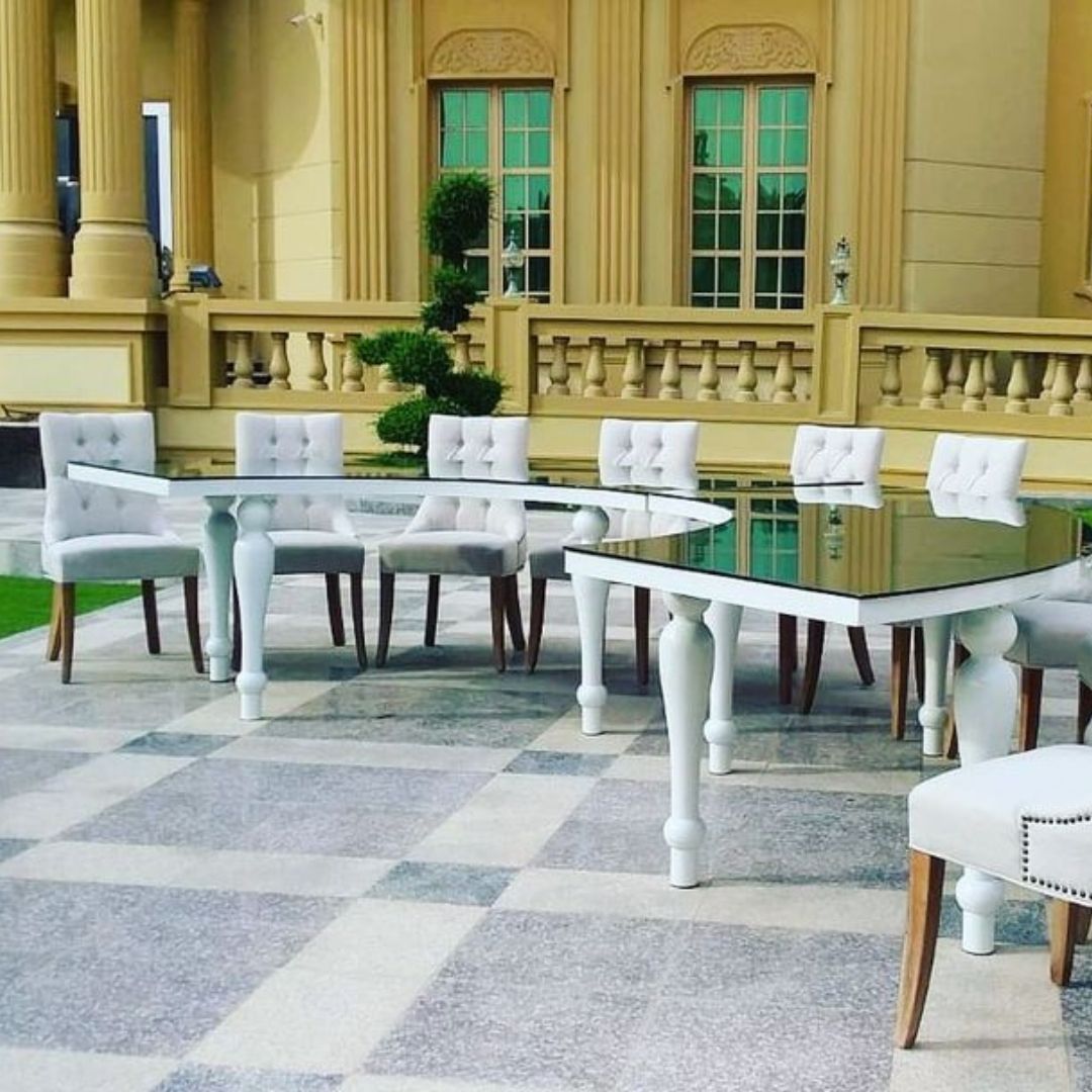 THE ROW GOLD DINING TABLE FROSTED TOP 8-10 PEOPLE