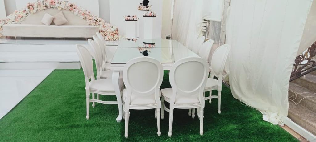 CLASSIC WHITE DIOR DINING CHAIR WOODEN FRAME