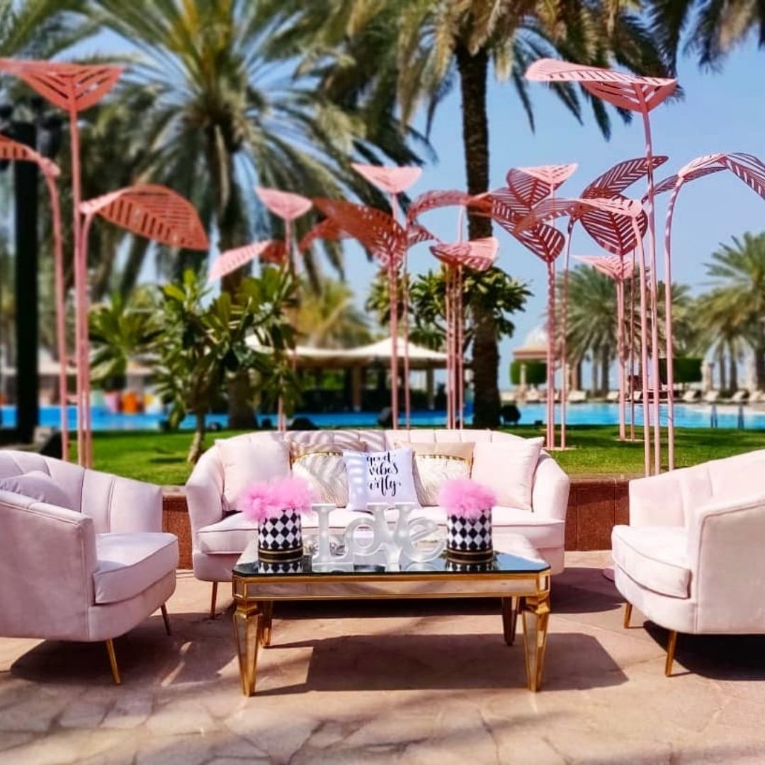 BOWERY LOUNGE SOFA BLUSH VELVET 2 SEATS GOLD LEGS