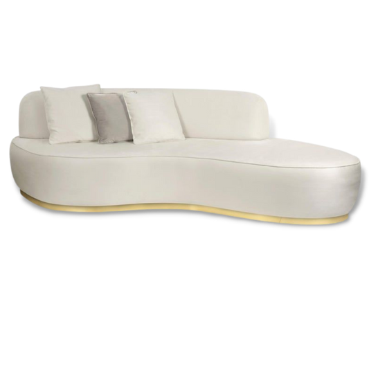 SAG HARBOR BRIDAL SOFA OYSTER VELVET WOODEN BASE
