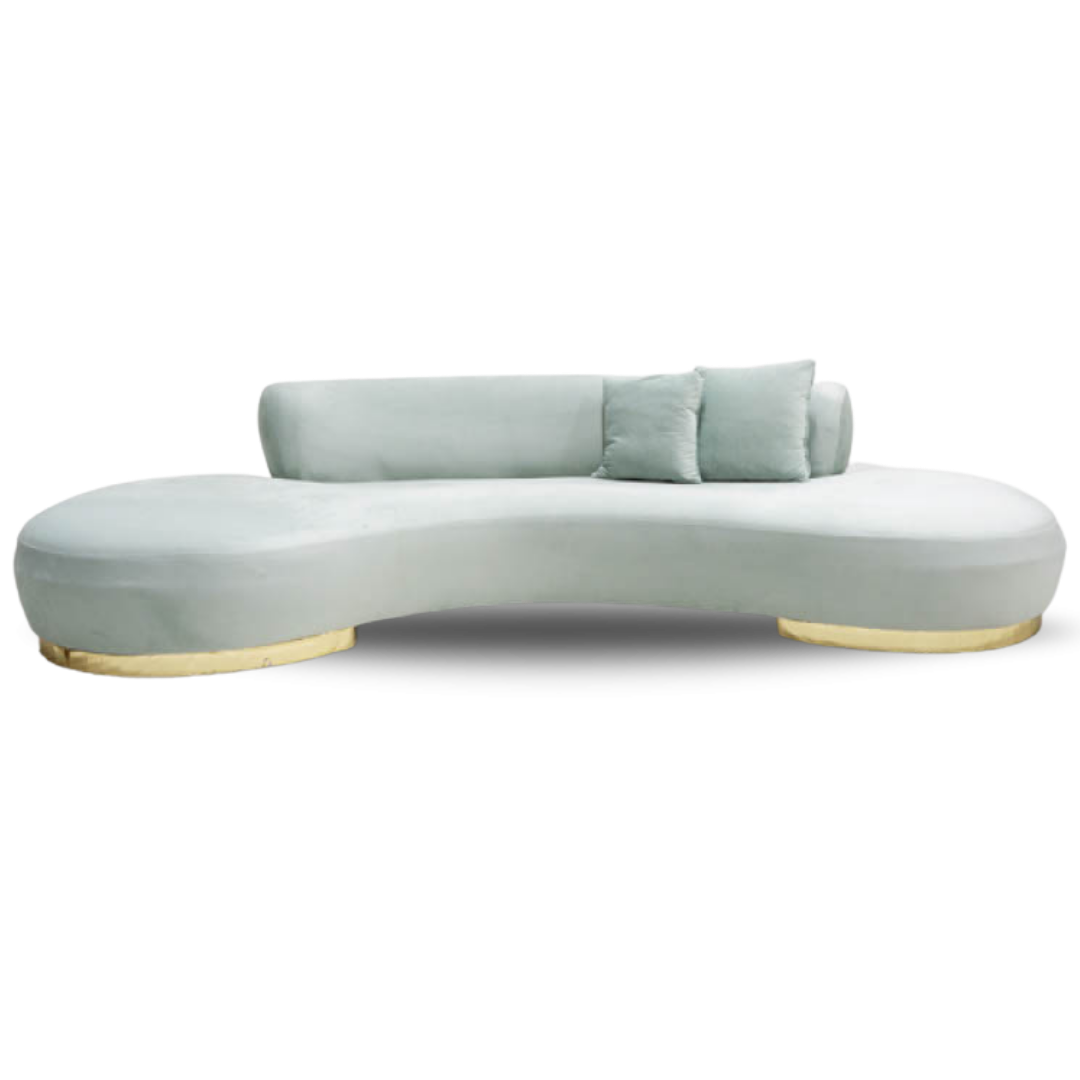 MARSEILLE BRIDAL SOFA BABY BLUE  VELVET GOLD BASE