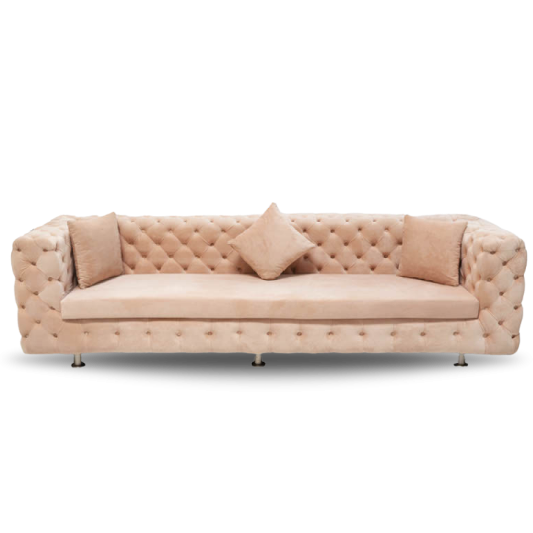 PALM BEACH BRIDAL SOFA PEACH VELVET GOLD LEGS