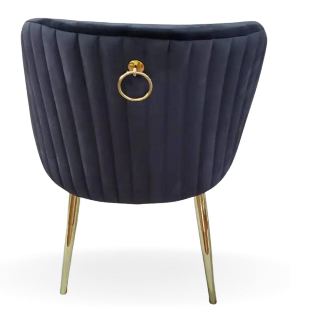 CAELYNN DINING CHAIR DARK GRAY VELVET GOLD LEGS