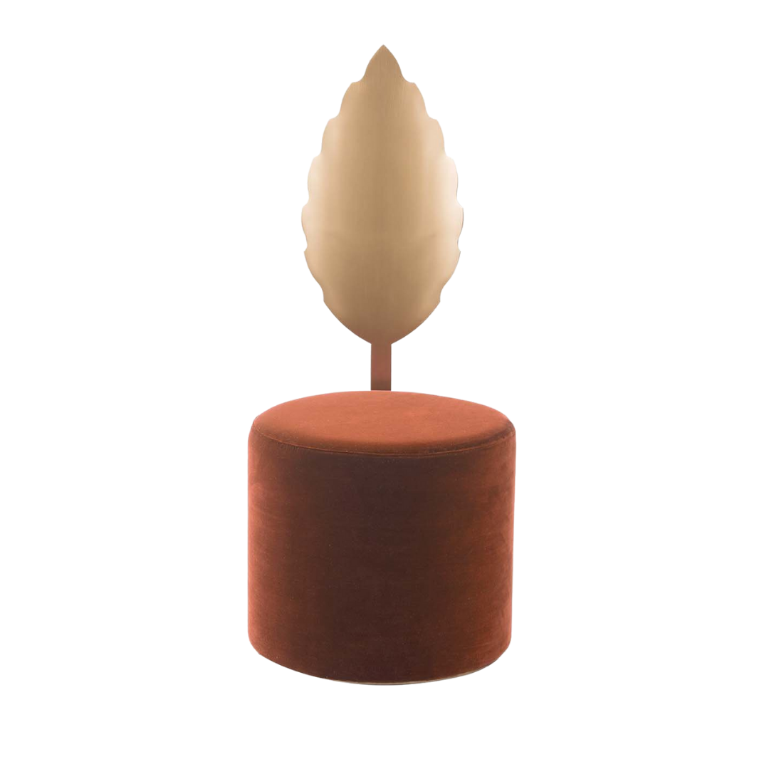 Daisy Pouf Ottoman Round Dark - Peach Velvet | Event Rentals Dubai