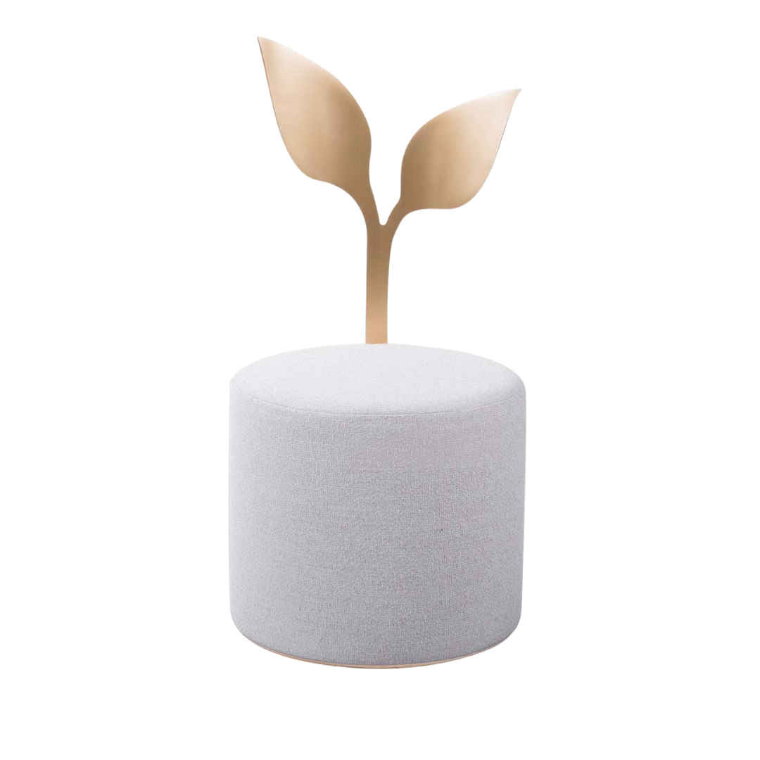 Daisy Pouf Ottoman Round White Velvet | Event Rentals Dubai