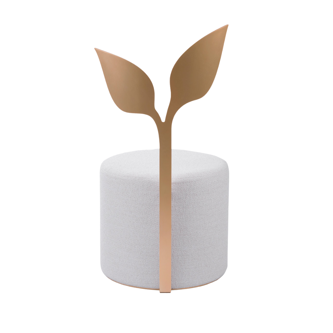Daisy Pouf Ottoman Round White Velvet | Event Rentals Dubai