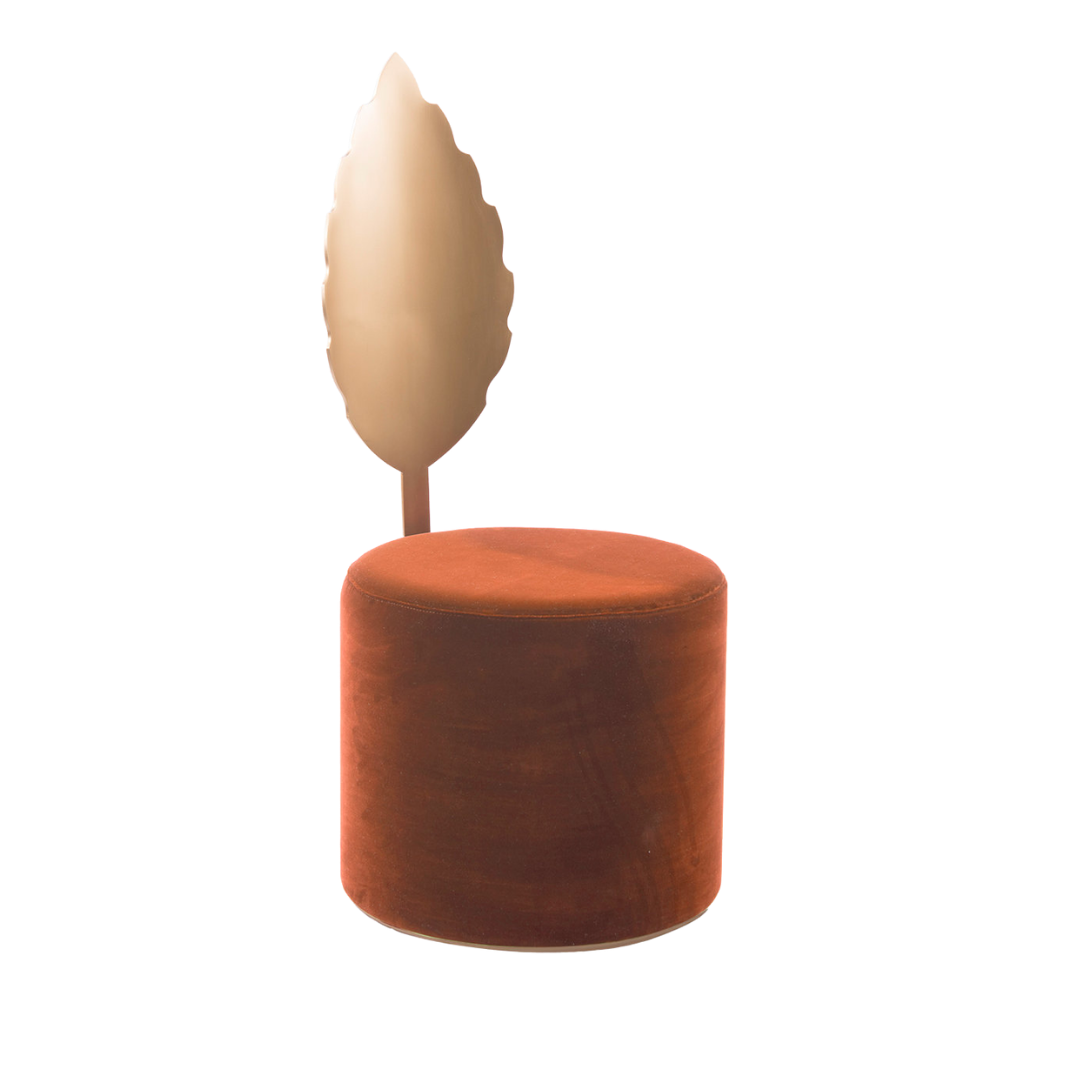 Daisy Pouf Ottoman Round Dark - Peach Velvet | Event Rentals Dubai