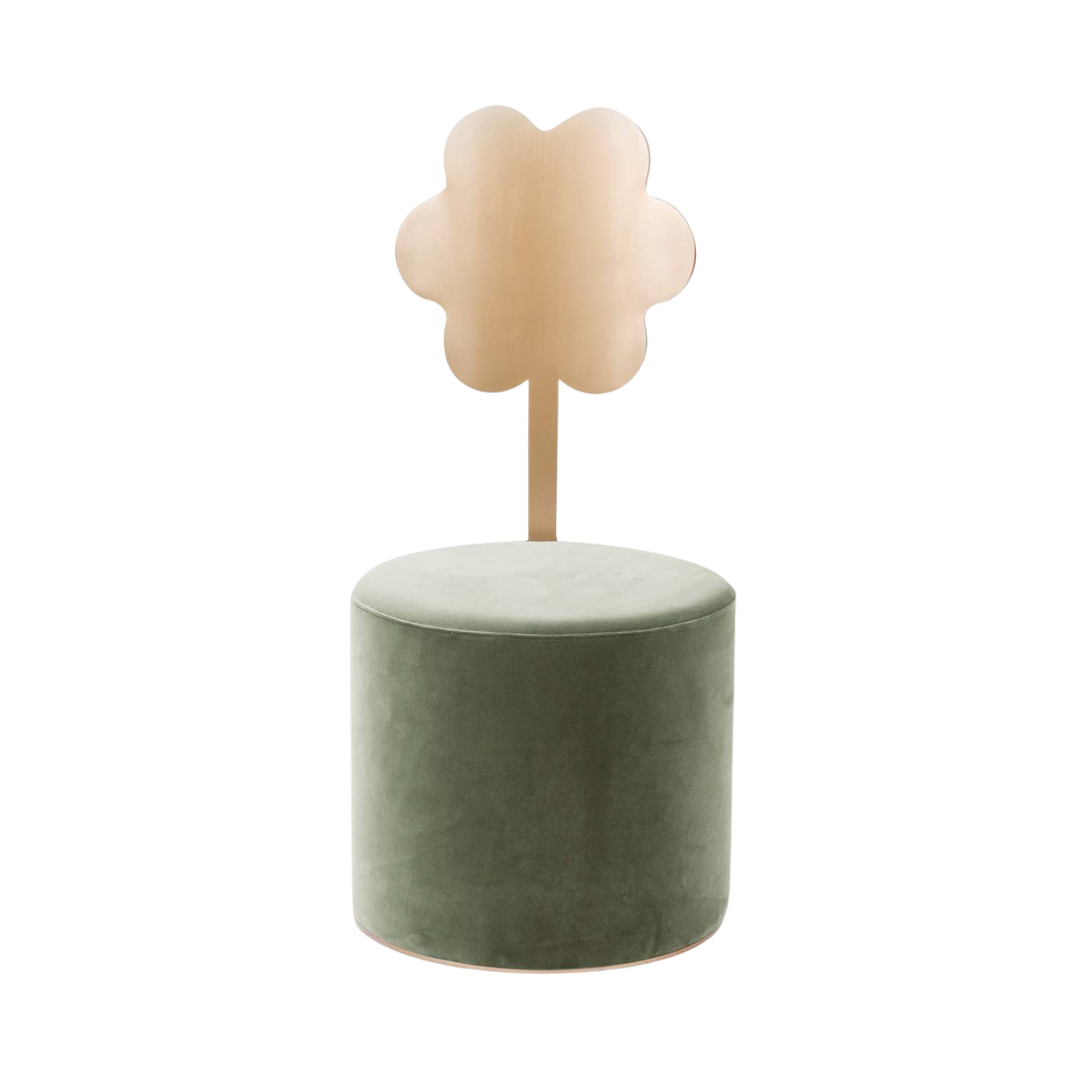 Daisy Pouf Ottoman Round Olive Green Velvet | Event Rentals Dubai