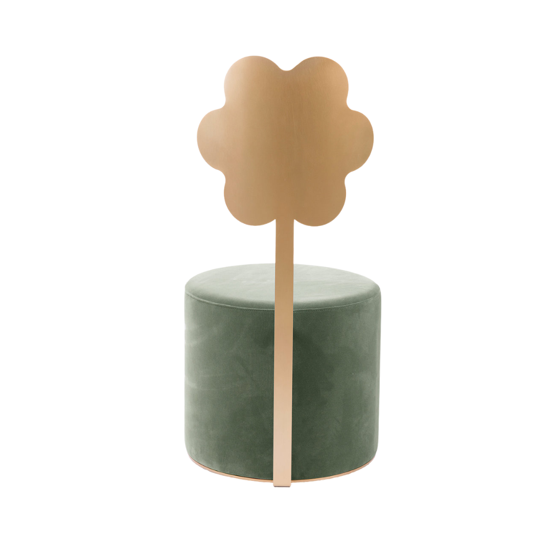 Daisy Pouf Ottoman Round Olive Green Velvet | Event Rentals Dubai
