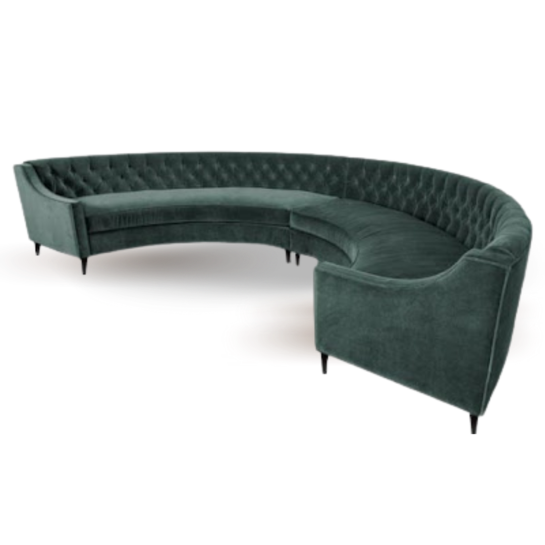 ENDLESS LARGE CURVE 8 SEATS LOUNGE SOFA GREEN VELVET