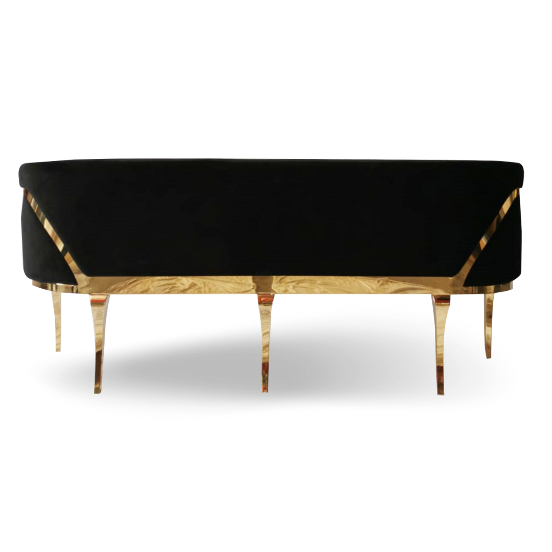EYE LID LOUNGE SOFA BLACK VELVET 3 SEATS GOLD FRAME