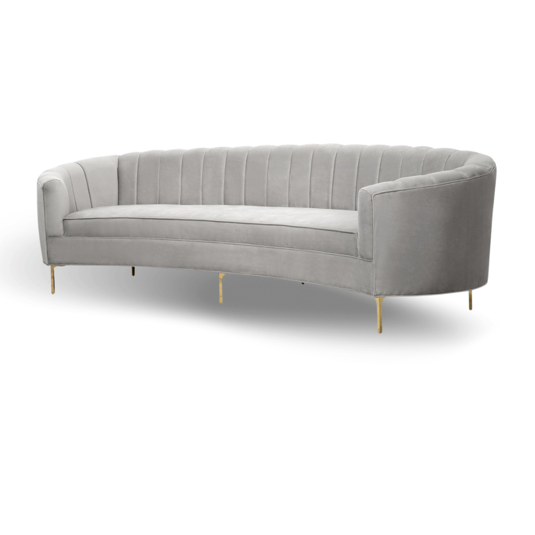 EDEN BRIDAL SOFA SILVER VELVET GOLDEN LEGS