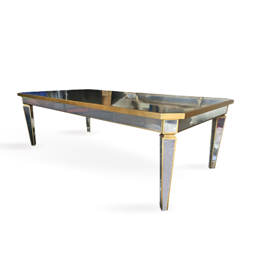 Gold mirror - topped dining table 8-10 people