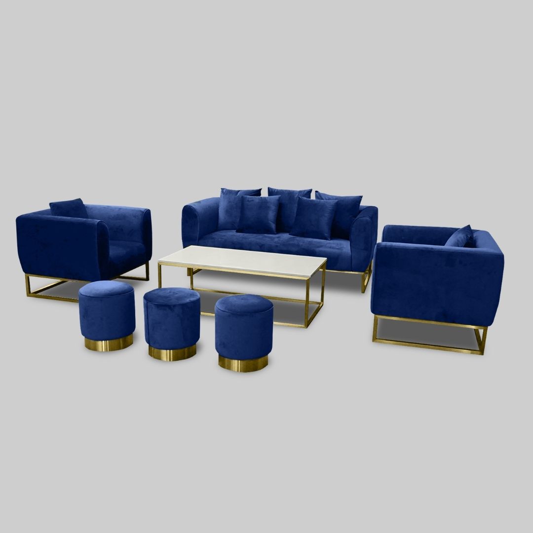 HETHRO LOUNGE SOFA 3 SEATS VELVET NAVY COLOR
