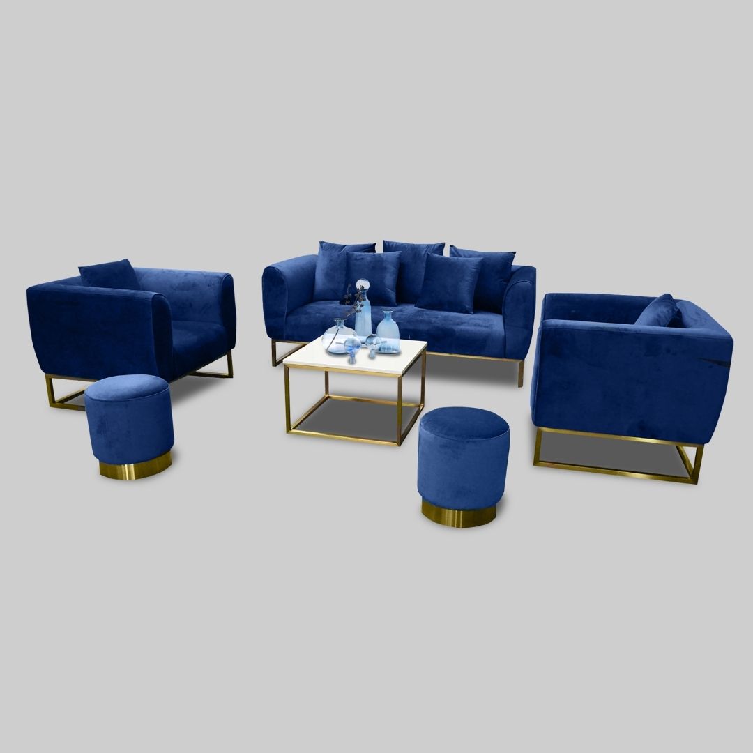 HETHRO LOUNGE SOFA 3 SEATS VELVET NAVY COLOR
