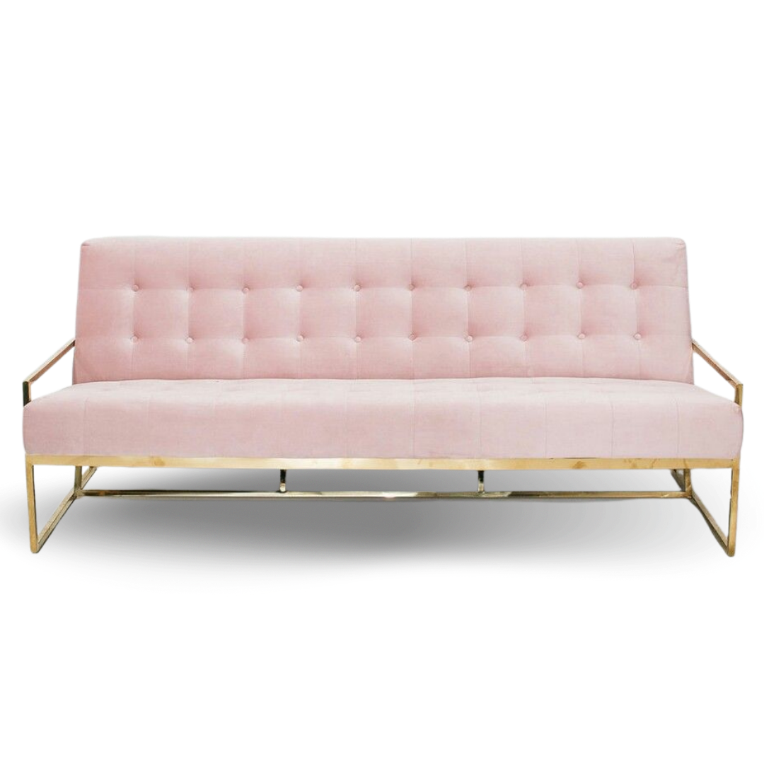 Hethro Lounge Sofa 2 Seats Velvet Pink Color | Event Rentals Dubai
