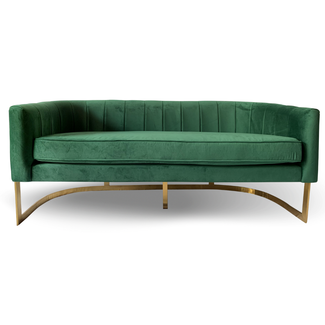 Hethro Lounge Sofa 3 Seats Velvet Green Color