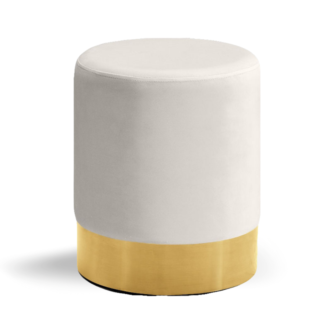 Hethro Round Ottoman Dusty Pink Velvet Gold Base| Event Rentals Dubai