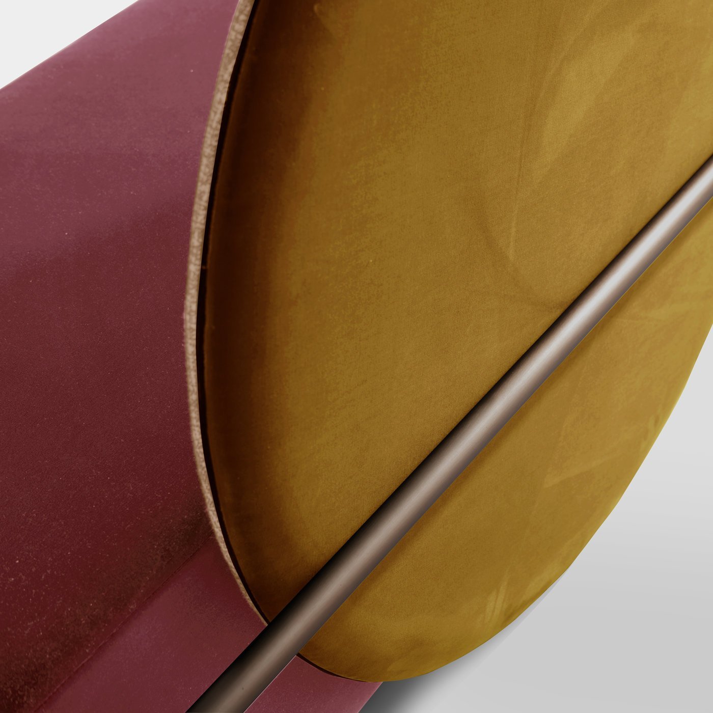 HORIZON BRIDAL SOFA YELLOW & CRIMSON VELVET ROUND BACK