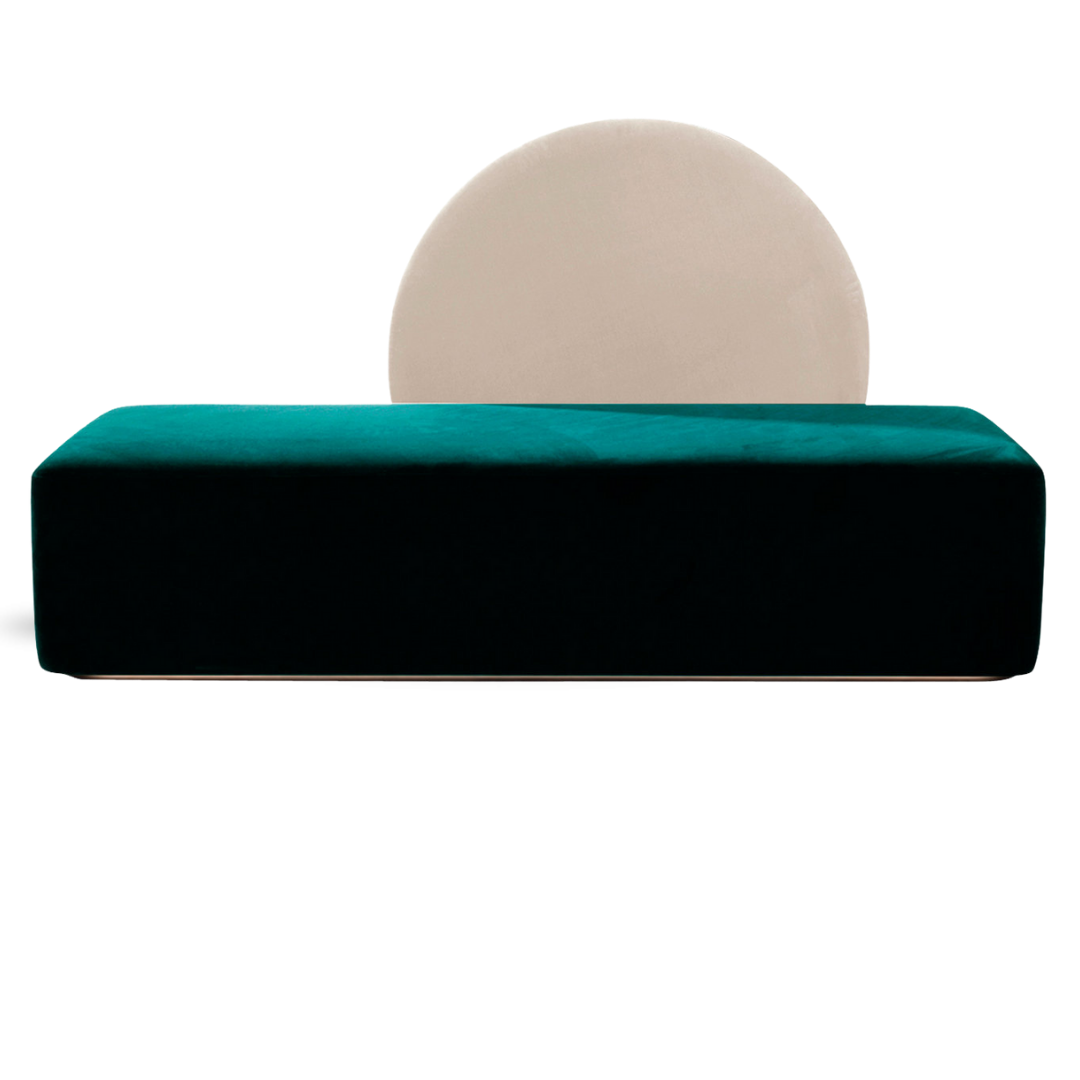 HORIZON BRIDAL SOFA IVORY & TOPAZ VELVET ROUND BACK