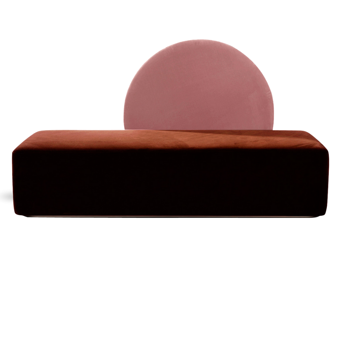 HORIZON BRIDAL SOFA BROWN & PINK VELVET ROUND BACK