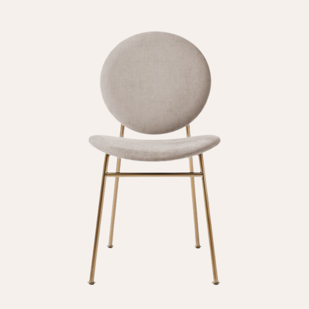 INGRID OFFWHITE DINING VELVET CHAIR CHROME GOLD