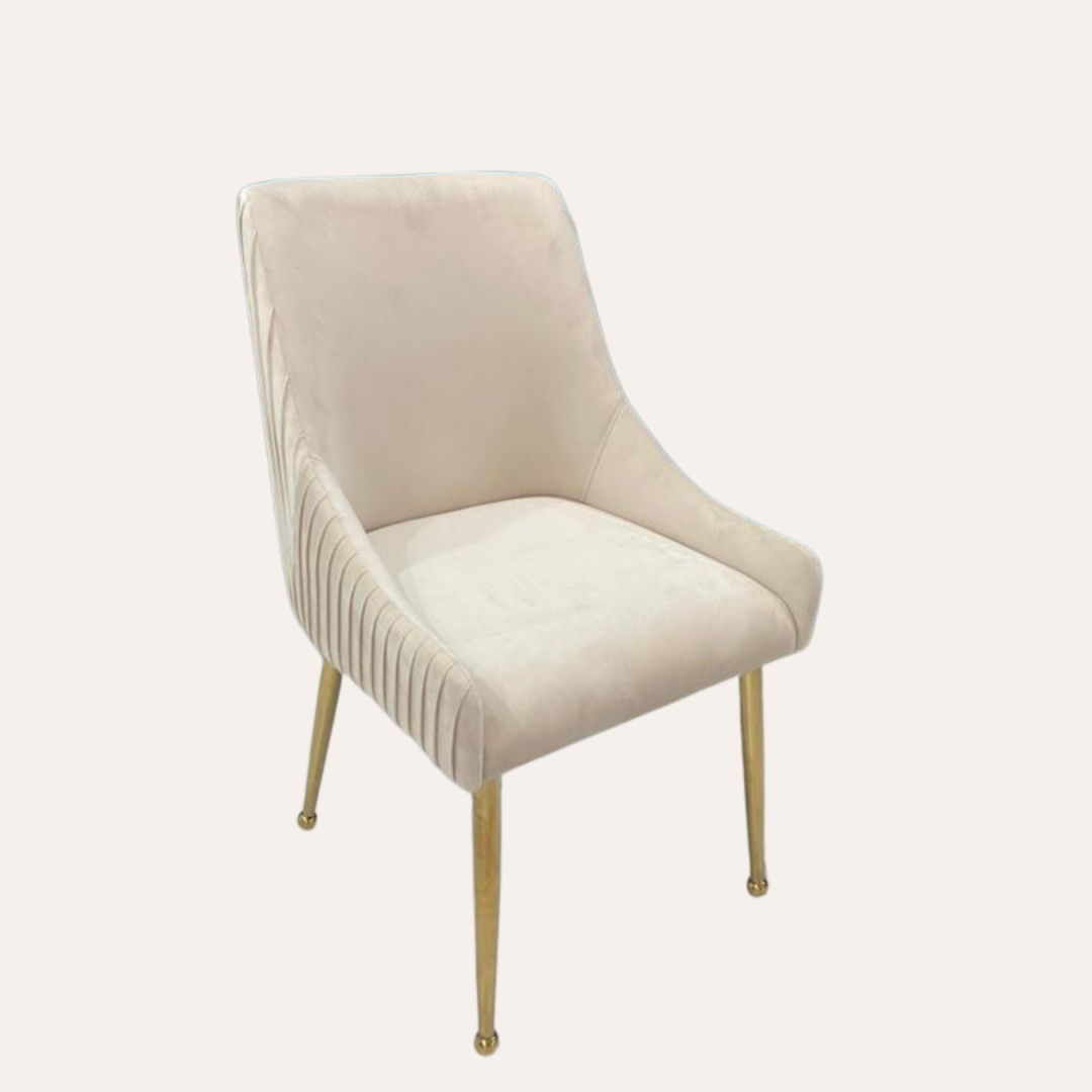 CAELYNN DINING CHAIR LIGHT BEIGE GOLD LEGS