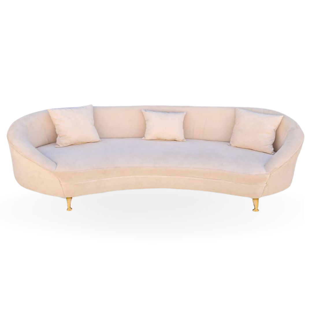 OASIS LOVESEAT VELVET 3 SEATS LOUNGE FLAT BEIGE SOFA