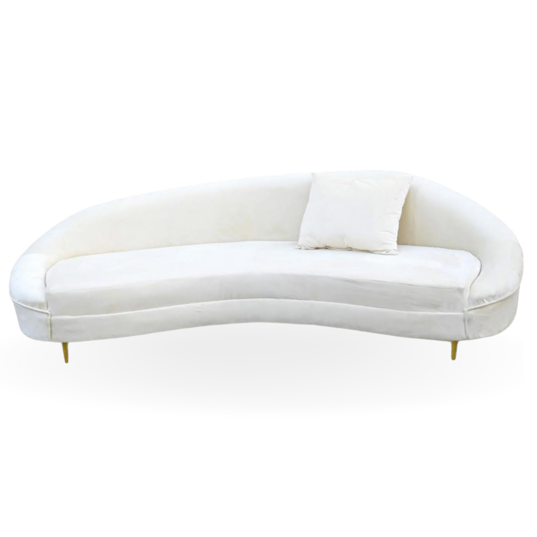 OASIS LOVESEAT VELVET 3 SEATS LOUNGE CURVE BEIGE SOFA