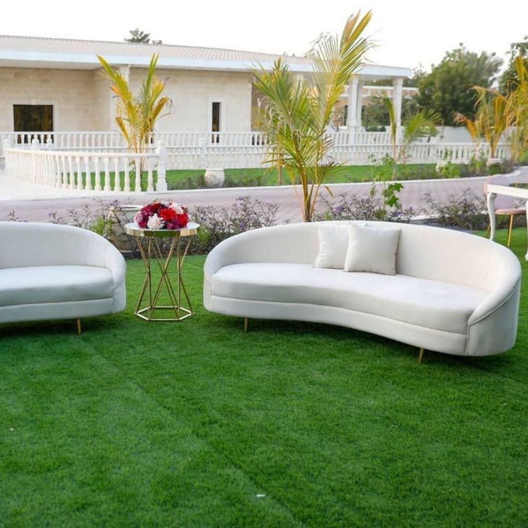 OASIS LOVESEAT VELVET 3 SEATS LOUNGE CURVE PINK SOFA