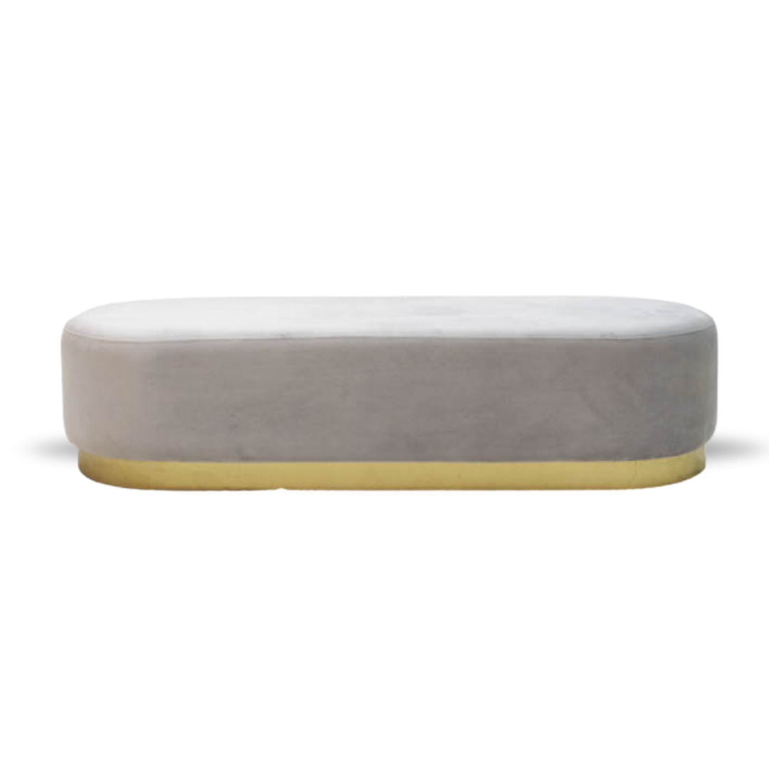 THE PILL BRIDAL BENCH GREY VELVET GOLD BASE