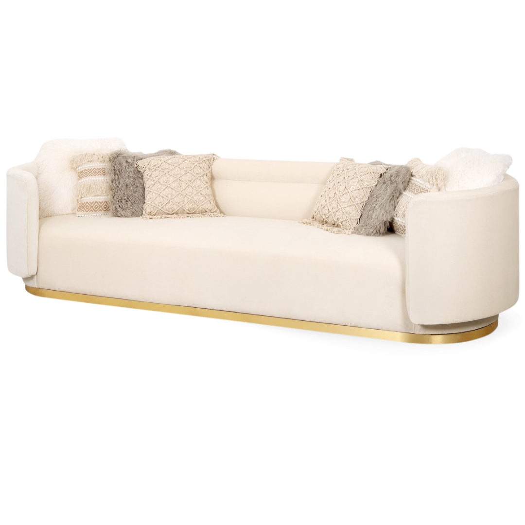 SANTORINA BRIDAL SOFA OYSTER VELVET GOLDA BASE