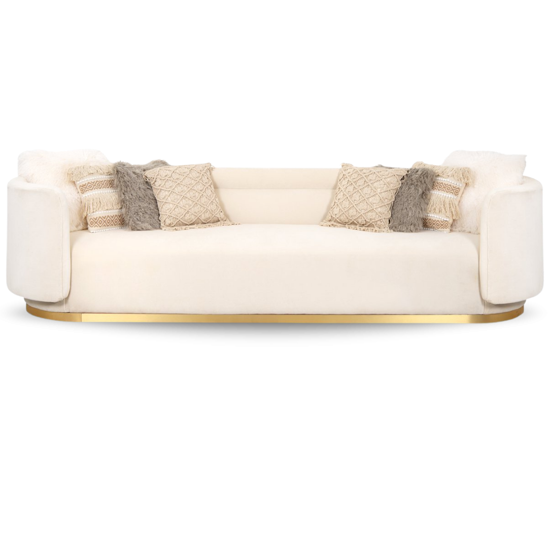 SANTORINA BRIDAL SOFA OYSTER VELVET GOLDA BASE