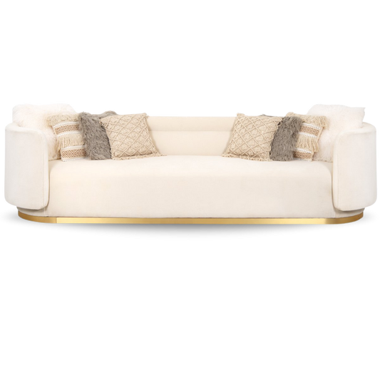 SANTORINA BRIDAL SOFA OYSTER VELVET GOLDA BASE