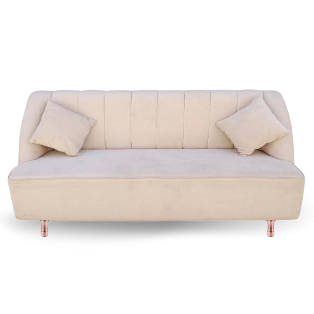 Tufted 2 Seats Lounge Sofa Beige Color Velvet| Event Rentals Dubai