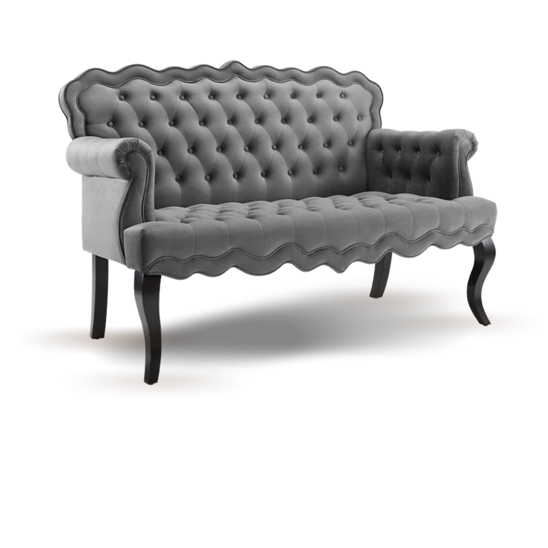 VINTAGE ITALIAN BRIDAL SOFA GREY VELVET
