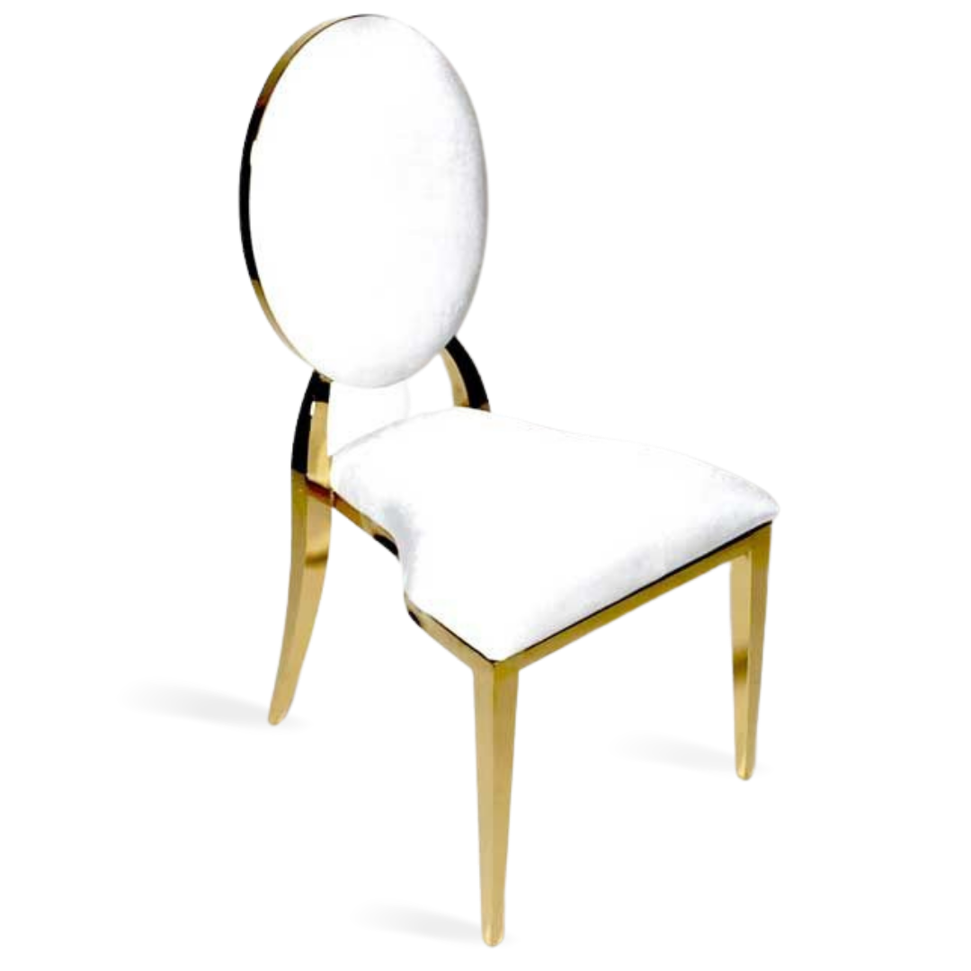 WHITE OAKLAND DINING CHAIR STEEL GOLD FRAME