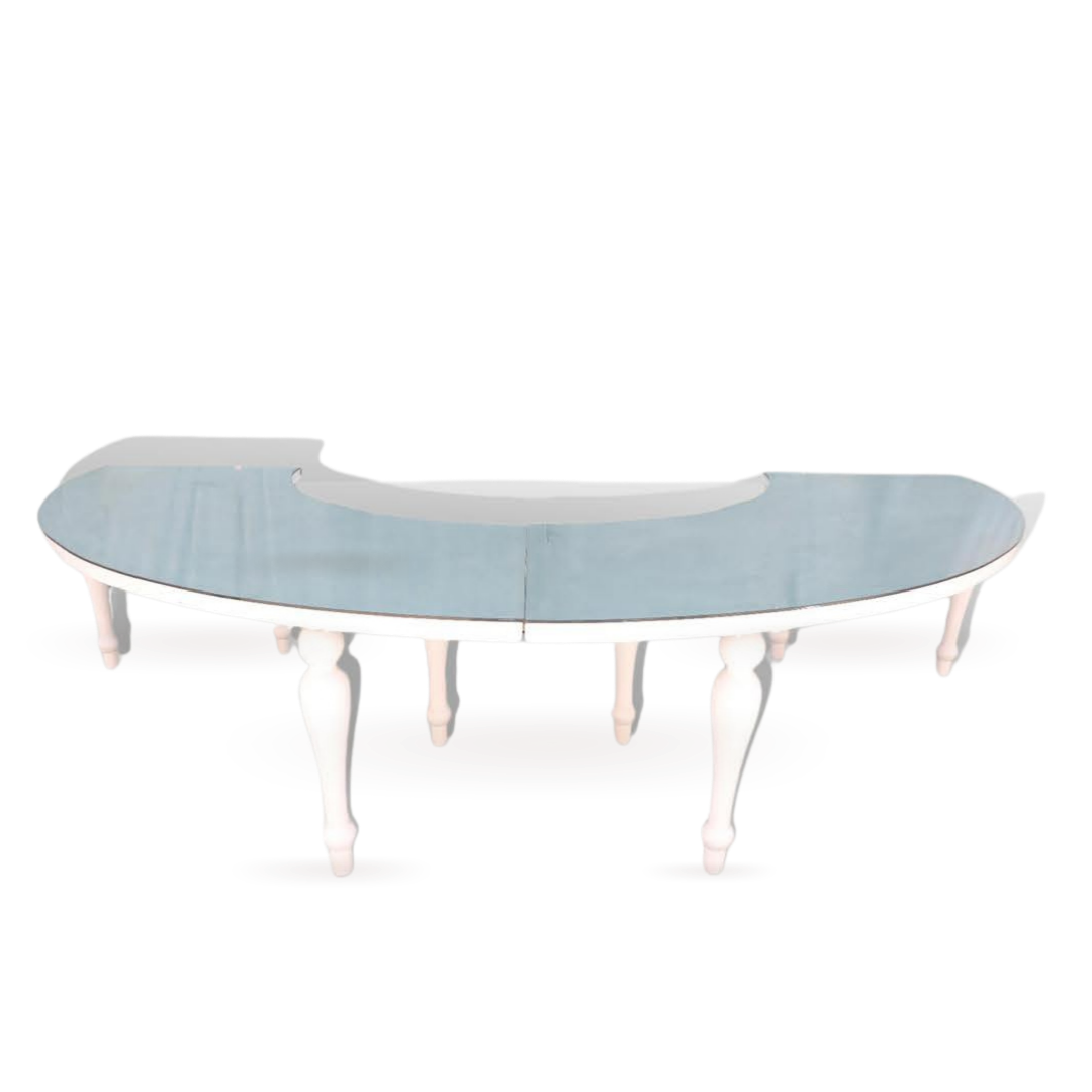 THE ROW GOLD & WHITE DINING TABLE FROSTED TOP 16-25 PEOPLE