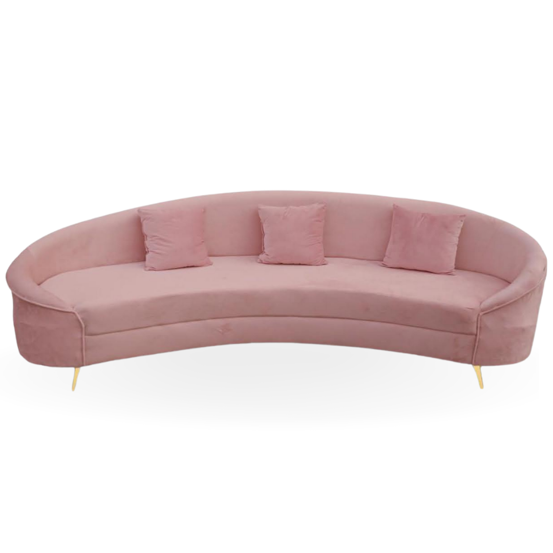 OASIS LOVESEAT VELVET 3 SEATS LOUNGE CURVE BEIGE SOFA
