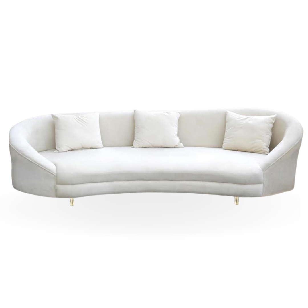 OASIS LOVESEAT VELVET 3 SEATS LOUNGE FLAT BEIGE SOFA