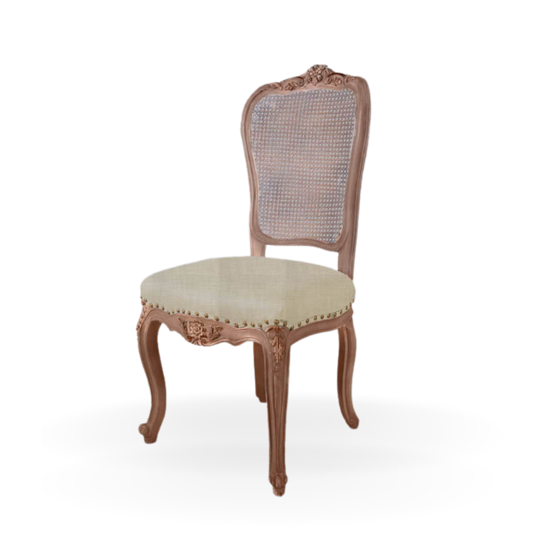 VINTAGE DINING CHAIR WOODEN FRAME FABRIC CUSHIN