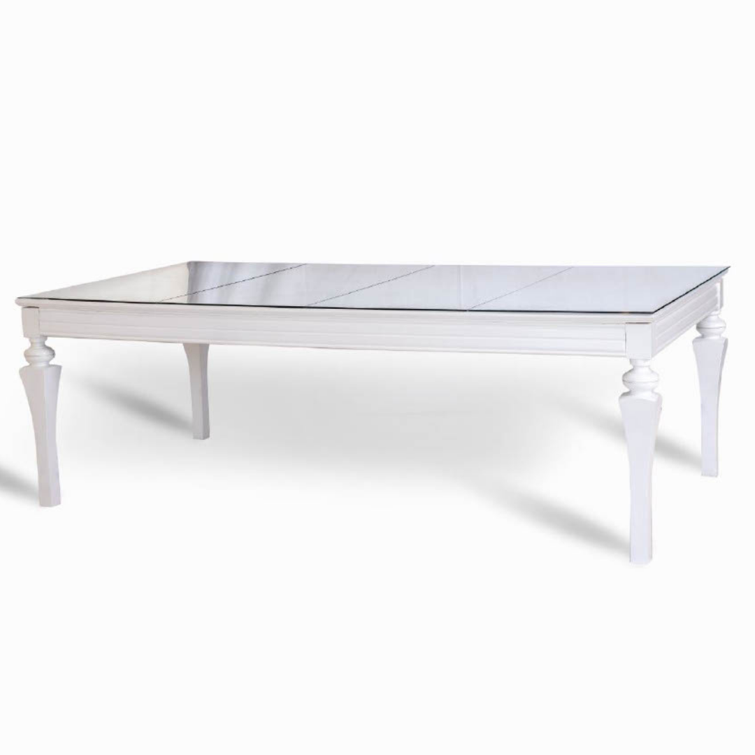 GOLD OR WHITE MIRROR - TOPPED DINING TABLE 8-12 PEOPLE
