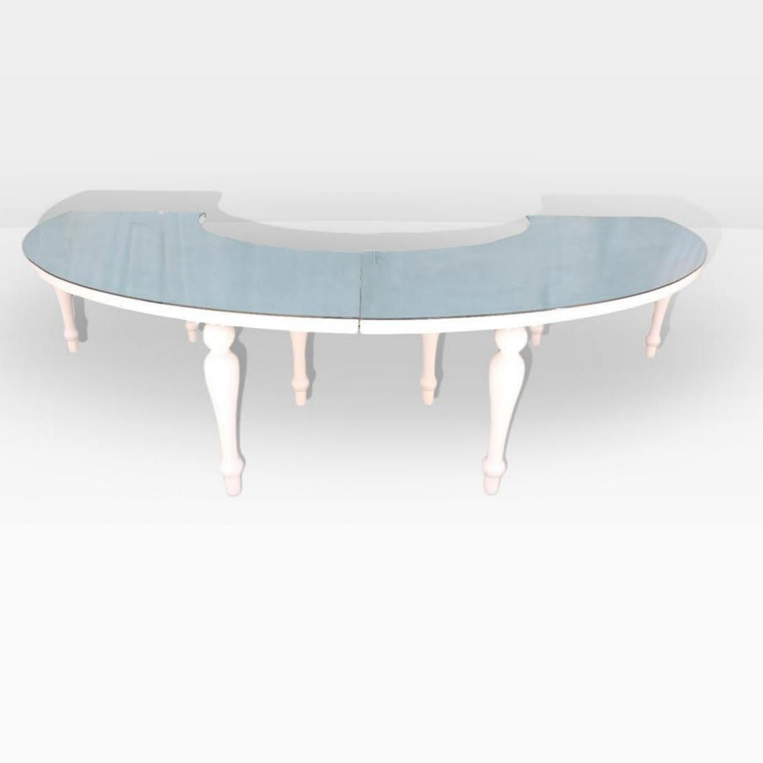 THE ROW GOLD & WHITE DINING TABLE FROSTED TOP 16-25 PEOPLE