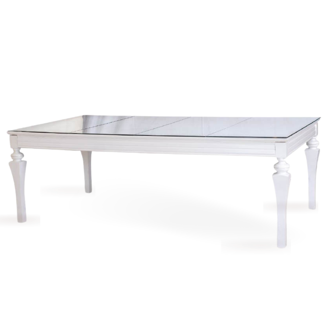 GOLD OR WHITE MIRROR - TOPPED DINING TABLE 8-12 PEOPLE